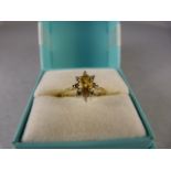 A 9ct Gold Citrine and Diamond Ring