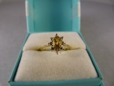 A 9ct Gold Citrine and Diamond Ring