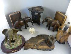 A Quantity of Elephant figures, bookends and a tray etc