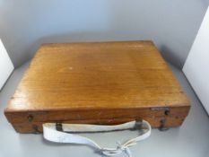 An oak artists box with inner metal tray (base of box A/F)