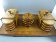 An inlaid wooden dressing table set