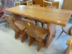 A Pine table and four chairs