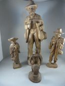 Four Carved wooden figures - possibly Ecuadorian