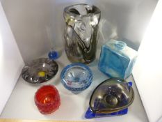 A quantity of coloured glassware, to include some Whitefriars