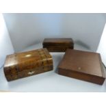 A quantity of dressing table boxes - some with inlay, one oak