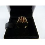 9ct Yellow Gold Garnet Cluster ring size approx N(UK) 6.5(USA)
