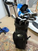A Callaway Golf bag with Slazenger Irons 3-9, slazenger putter, Mitsushiba TS-460 driver