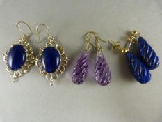 3 pairs of drop earrings