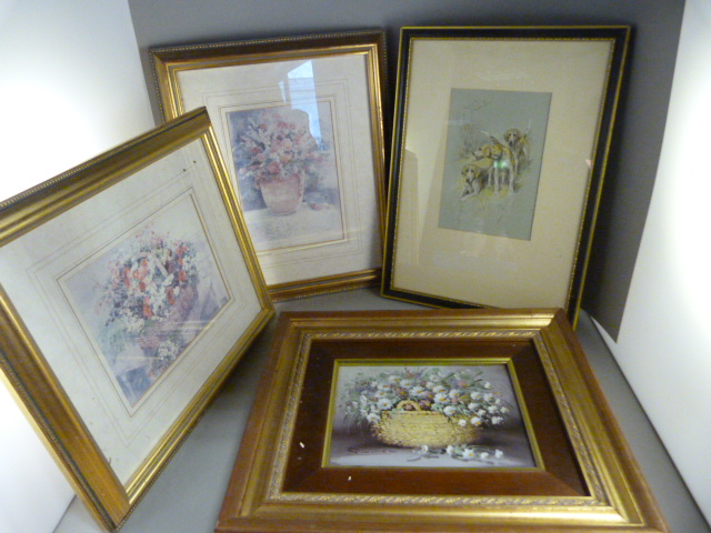 An oil of a still life flower scene signed Fanner lower left and three others