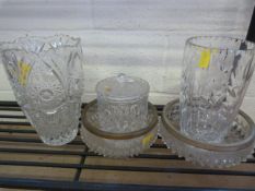 Two large glass vases and bowls etc