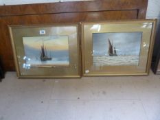 A Pair of Watercolours by F.Carlton 'Evening' and 'Fairweather