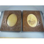 A Pair of carved oak photo frames