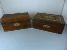 An Inlaid Tunbridge style box and a wooden moneybox