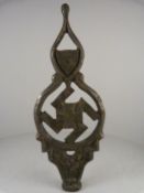 A heavy Brass Nazi Flag staff depicting Swastika incorporating an Iron cross (approx. 25cm tall)