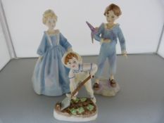 Three Royal Worcester figures 'The Parakeet' 3087,modelled by FG Doughty, 'Grandmother's Dress' 3081