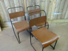 A set of 6 Kingfisher 1940's stackable chairs