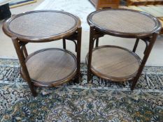 A pair of Cane two tier side table