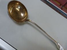 Large silver Ladle with interesting hallmarks, possibly Dundee and with initials F.D. weight approx.