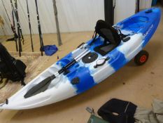 Blue Wave sea/ river fishing Kayak with seat, paddle and wheels.