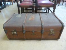 A Large Vintage wooden bound trunk