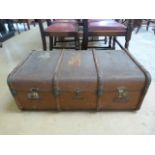 A Large Vintage wooden bound trunk