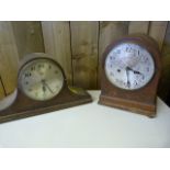 Two oak mantle clocks