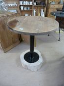 A Pine topped pub table with metal stand