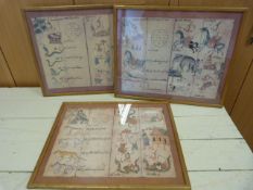 A set of three Thai parchmant style prints