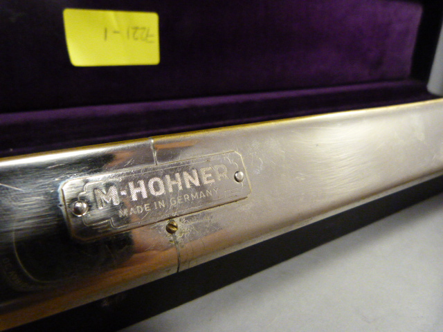 A German Hohner 2 piece oversived harmonica in original case. Wear on case to each end. (58 1/2 cm - Image 2 of 2