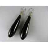 Silver and Jet drop earrings
