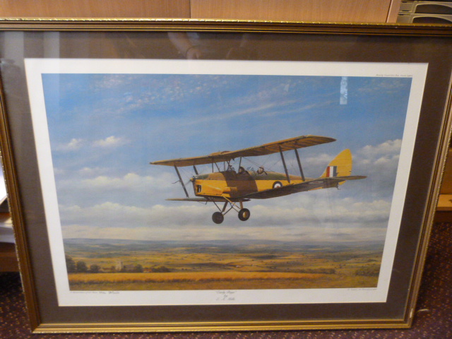 A Print of a De Havilland Tiger Moth called 'Early Days' signed E.A. Mills Ltd edition 122/500