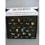 A Ring Pad containing 27 Silver Rings