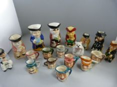 A quantity of 18 miniature Toby Style jugs