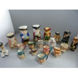 A quantity of 18 miniature Toby Style jugs