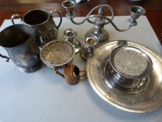 A Small quantity of silverplated items to include candle holders, candleabra etc