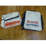 A British Airways satchel bag and a Jetsave bag