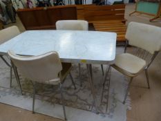 A Formica topped table and matching Faux leather retro chairs