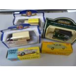 A Boxed Corgi 215 Ford Thunderbird open sports with paper slips inside,(one box empty) three various