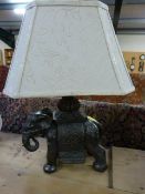 A bronzed Elephant Lamp with shade