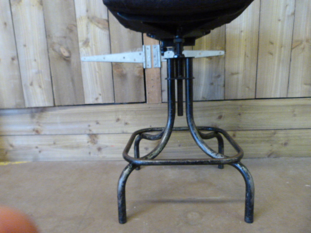 An industrial workers stool, the upholstery redone - Image 2 of 2