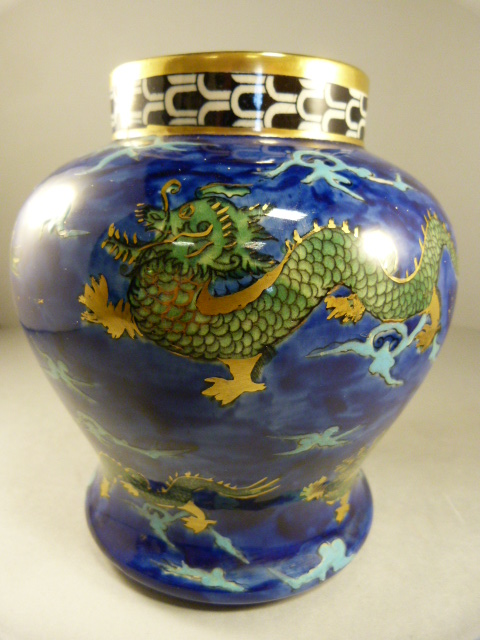 An S. Hancock & Sons Coronaware vase, decorated with Dragon design, 16cm.