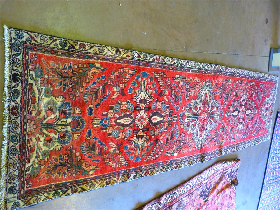 Red Ground Persian Hammadam Runner 3.25 x 1m