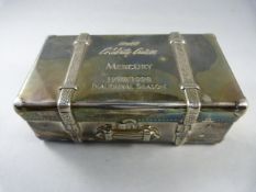 A Godinger Silver Art (silverplate) trinket box in the form of a Trunk