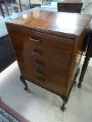 A Mahogany filing chest of 5 drawers on cabriole legs