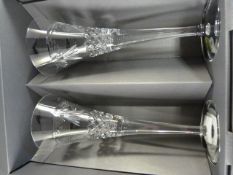 A Boxed pair of Waterford Crystal glass wine glasses 'The Millenium Collection' - Toasting Flutes