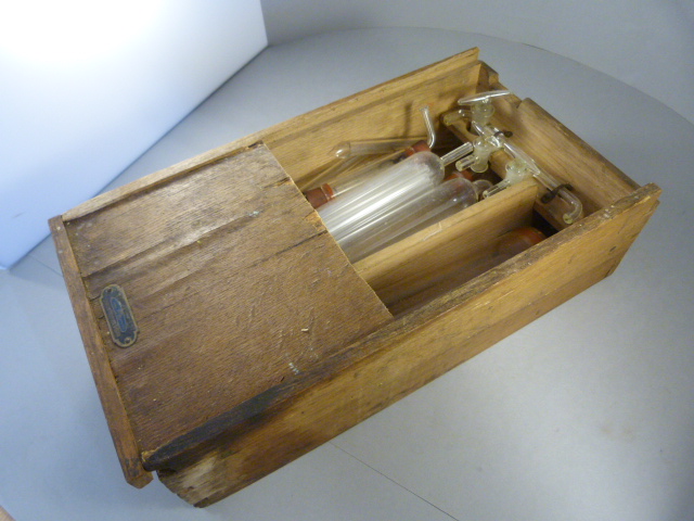 A Pine wooden case containing Chemistry equipment - Image 2 of 2