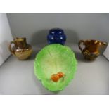 Royal Doulton flower vase, handpainted jug and a Carlton Ware Dish
