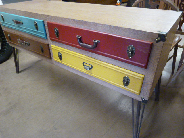 A Modern Chest of Four coloured drawers on metal legs - Image 2 of 2