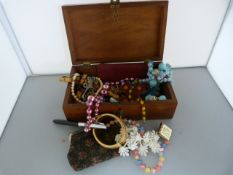A box containing costume jewellery