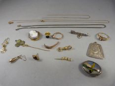 A small quantity of scrap Gold and Silver including pendants, ring, brooches etc